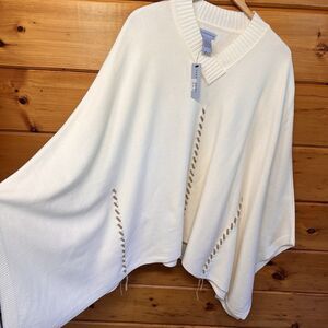 NWT TERRITORIES Womens ISweater Poncho Whipstich Acrylic S/M